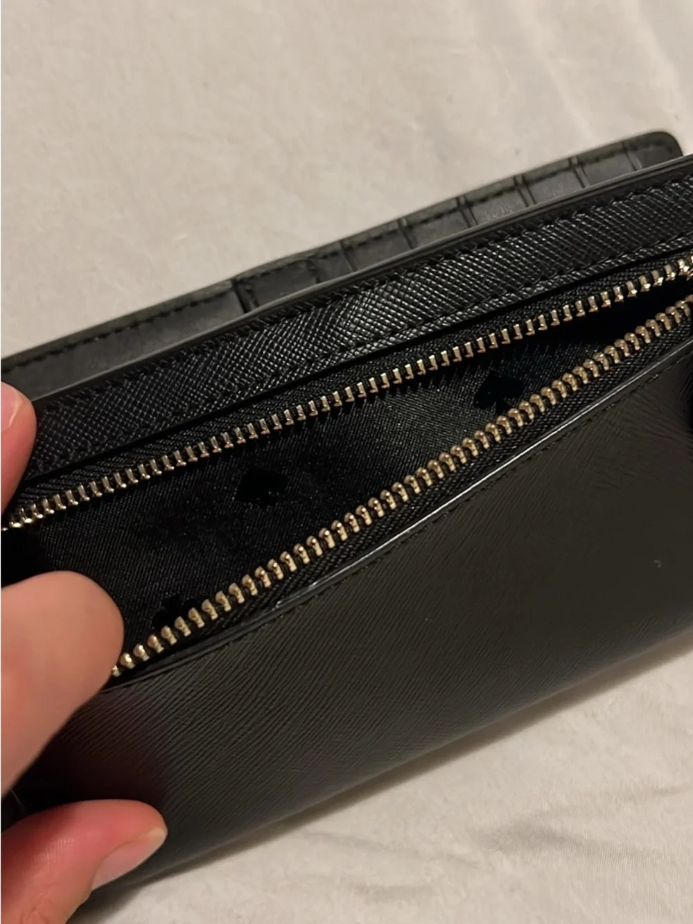 kate spade Black Saffiano Zip Around Wallet